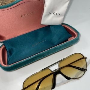 Gucci Yellow Lens Aviator Sunglasses